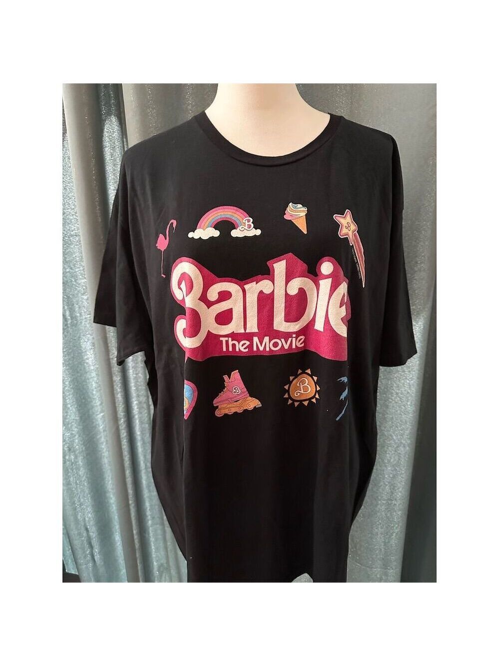 Barbie Movie Graphic T-Shirt Women's Plus Size 3XL Black Short Sleeve Casual